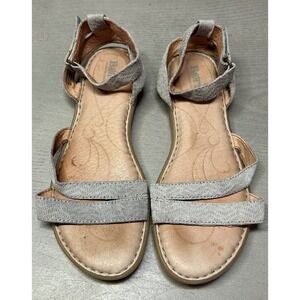 Born Sandals Women's Size 7 Gray‎ Leather Ankle Strap Comfort Casual Shoes